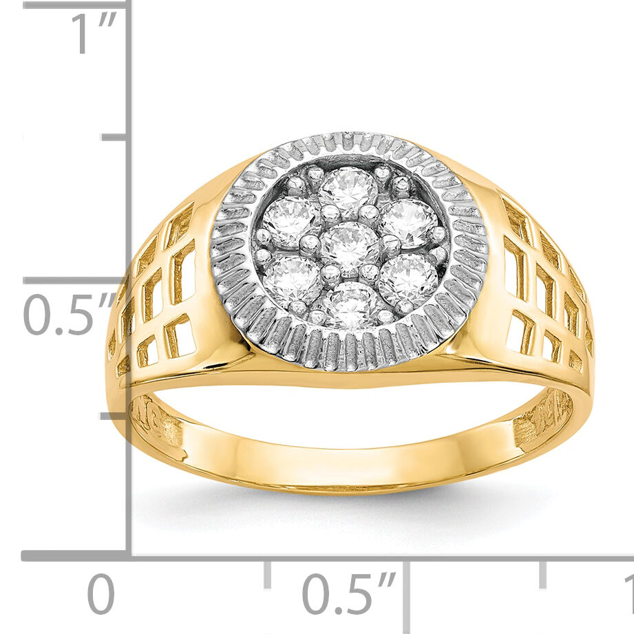 14k w/Rhodium Men's CZ Cluster Ring-CZ1297