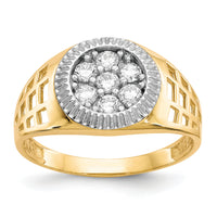 14k w/Rhodium Men's CZ Cluster Ring-CZ1297