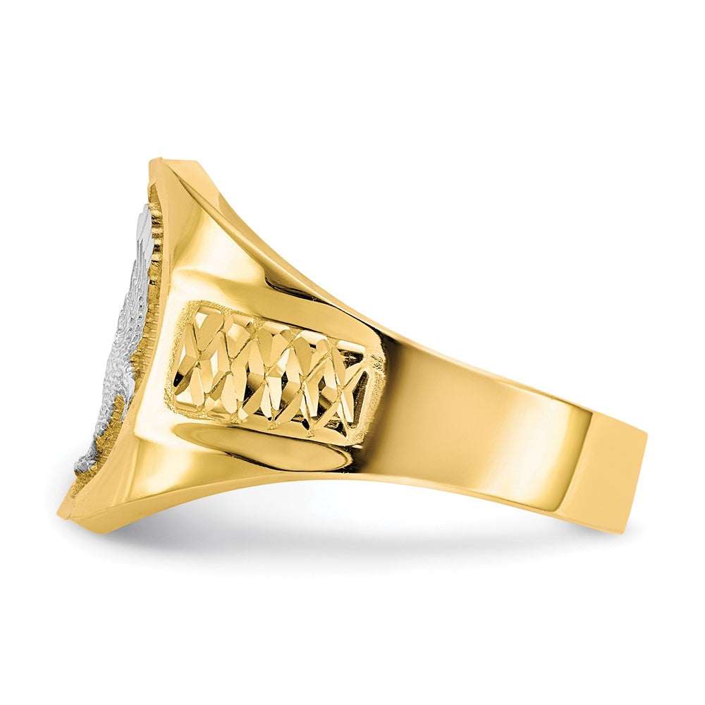 14k and Rhodium Men's Eagle Ring-CZ1301