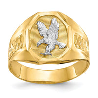 14k and Rhodium Men's Eagle Ring-CZ1301