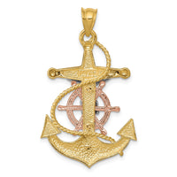 14k Tri-color Mariners Cross Pendant-D10