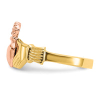 14k Two-tone Polished Claddagh Ring-D100