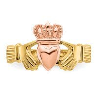 14k Two-tone Polished Claddagh Ring-D100