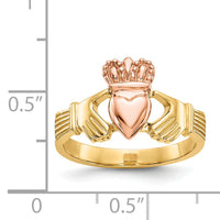 14k Two-tone Polished Claddagh Ring-D100
