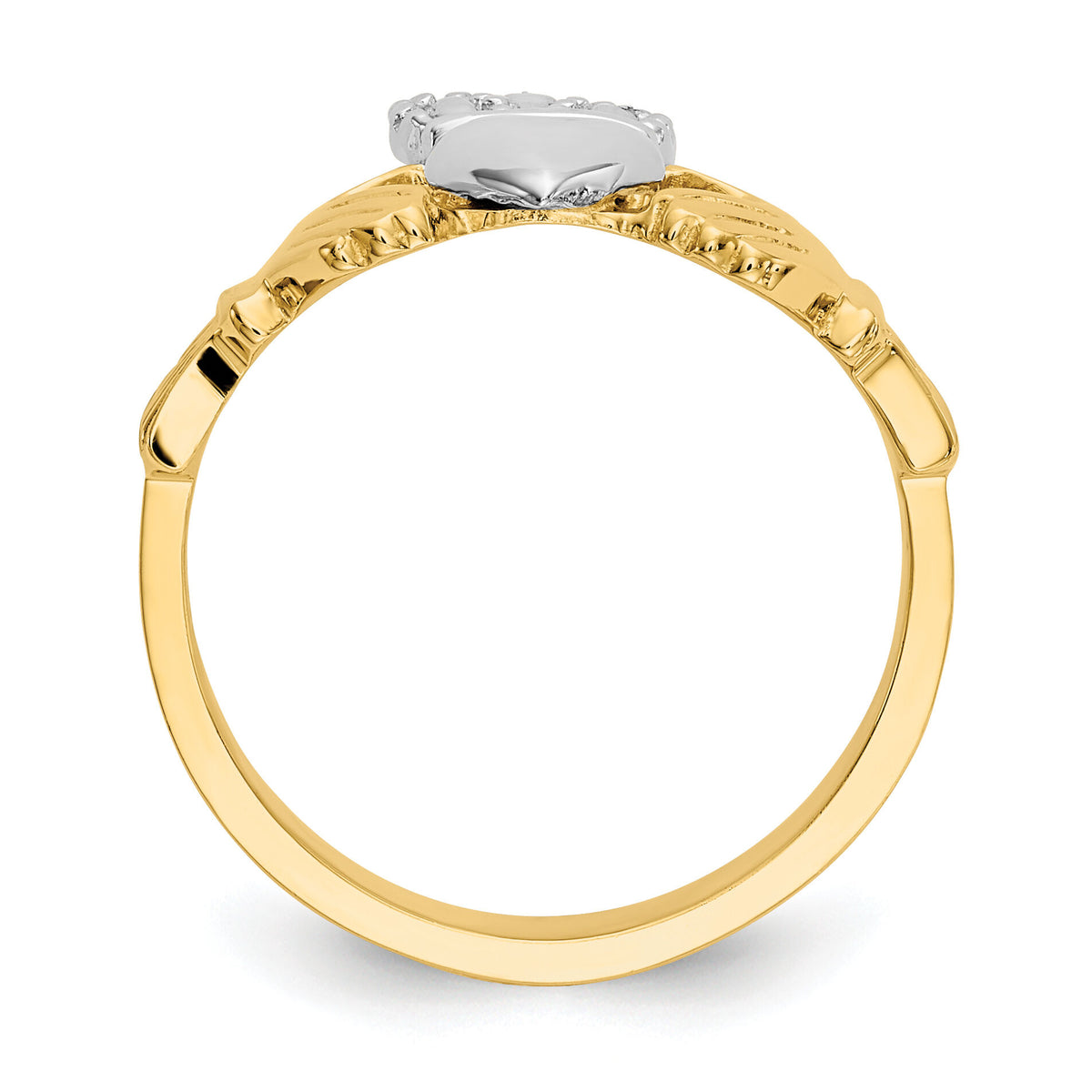 14k Two-tone Polished Claddagh Ring-D101