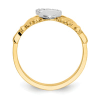 14k Two-tone Polished Claddagh Ring-D101