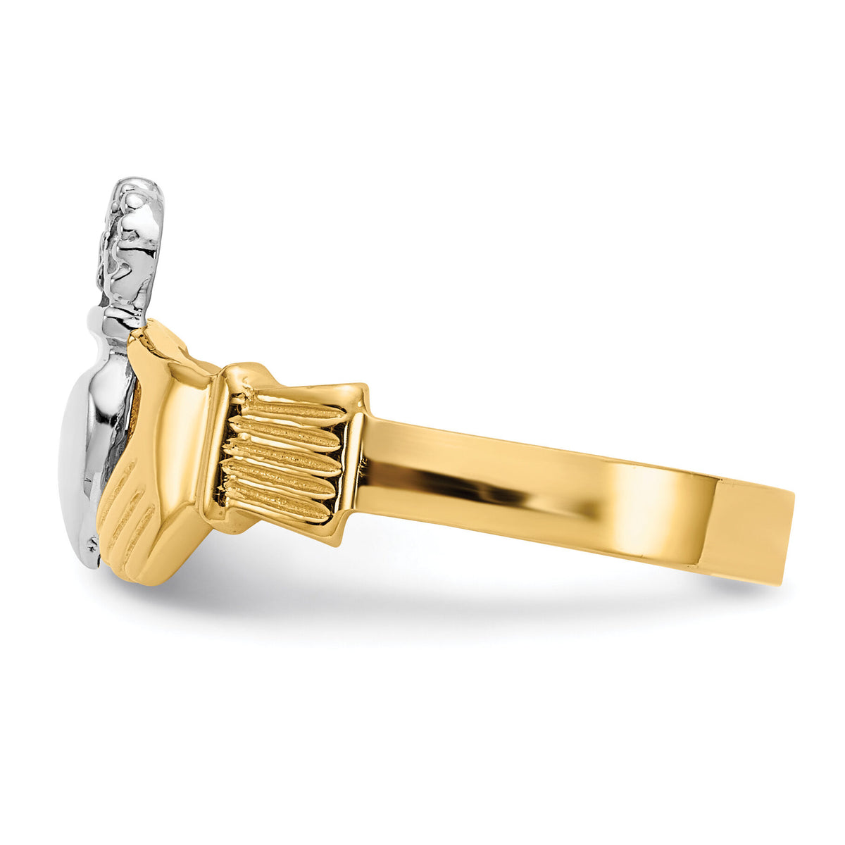 14k Two-tone Polished Claddagh Ring-D101