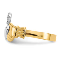14k Two-tone Polished Claddagh Ring-D101