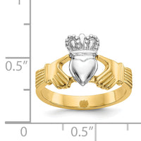 14k Two-tone Polished Claddagh Ring-D101