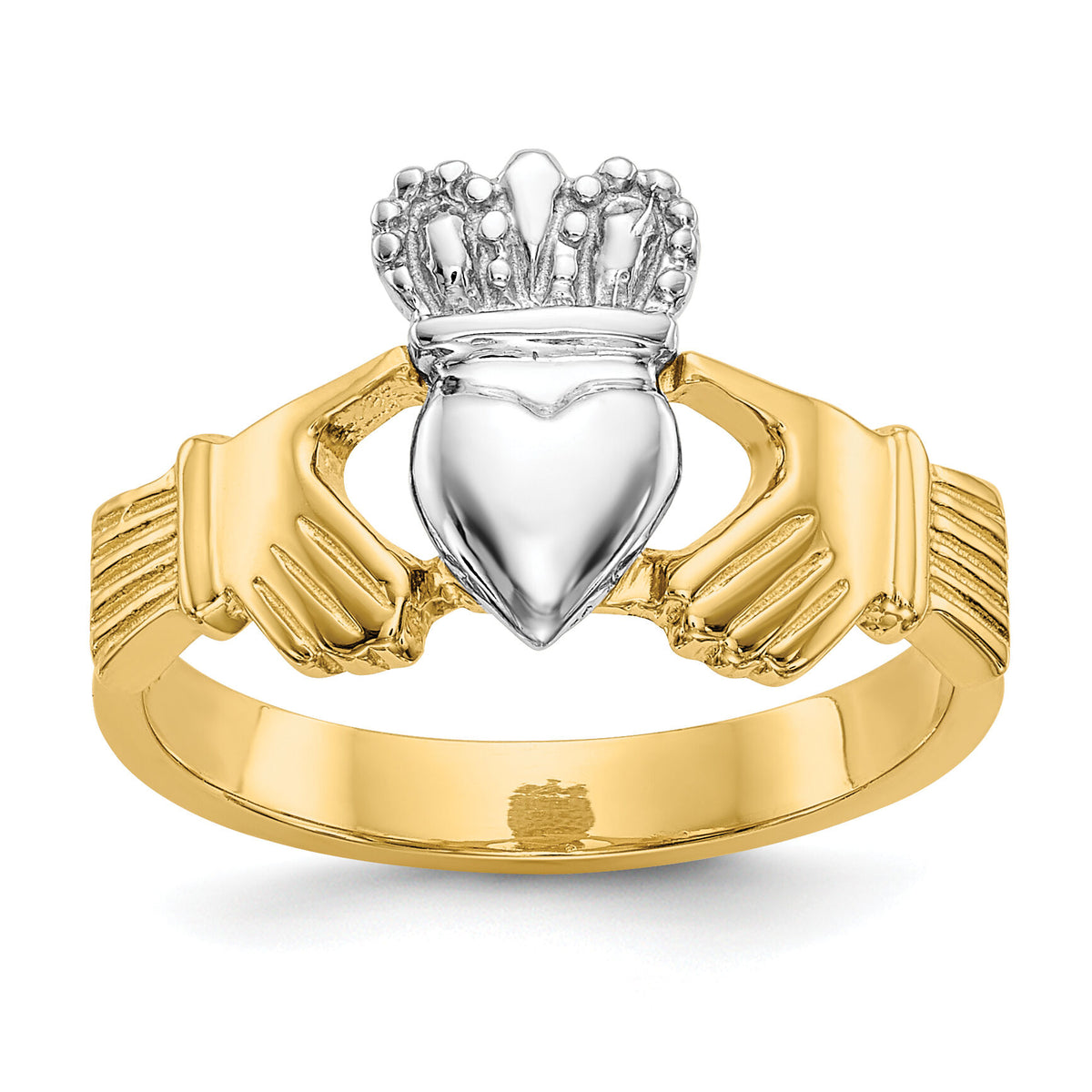 14k Two-tone Polished Claddagh Ring-D101