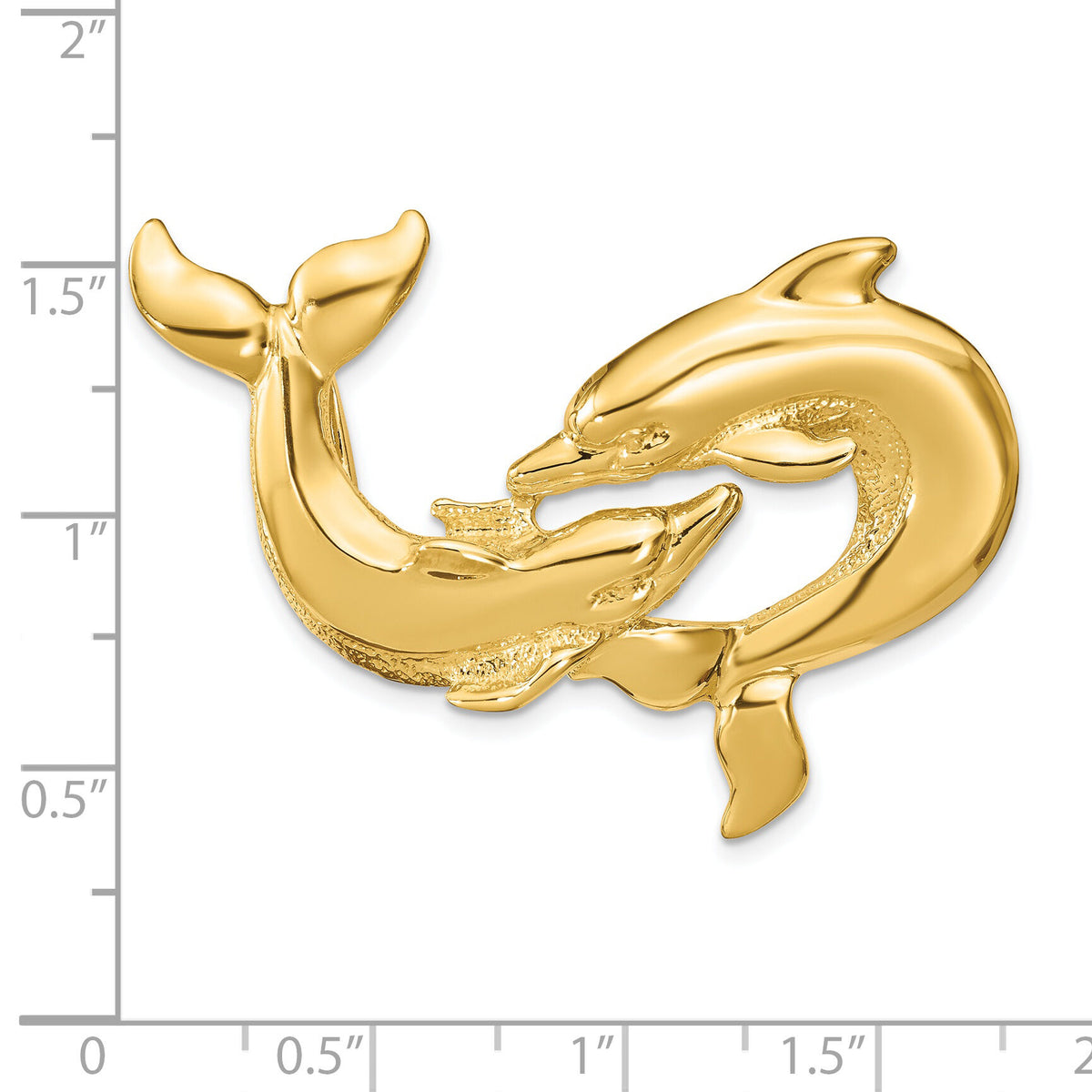 14K Polished Fits Up To 10mm and 8mm Double Dolphins Slide-D1021