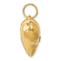 14K Polished and Hammered 3-D Heart Pendant-D1044