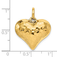 14K Polished and Hammered 3-D Heart Pendant-D1044