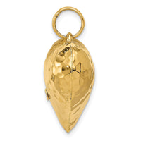 14K Polished and Hammered 3-D Heart Pendant-D1045