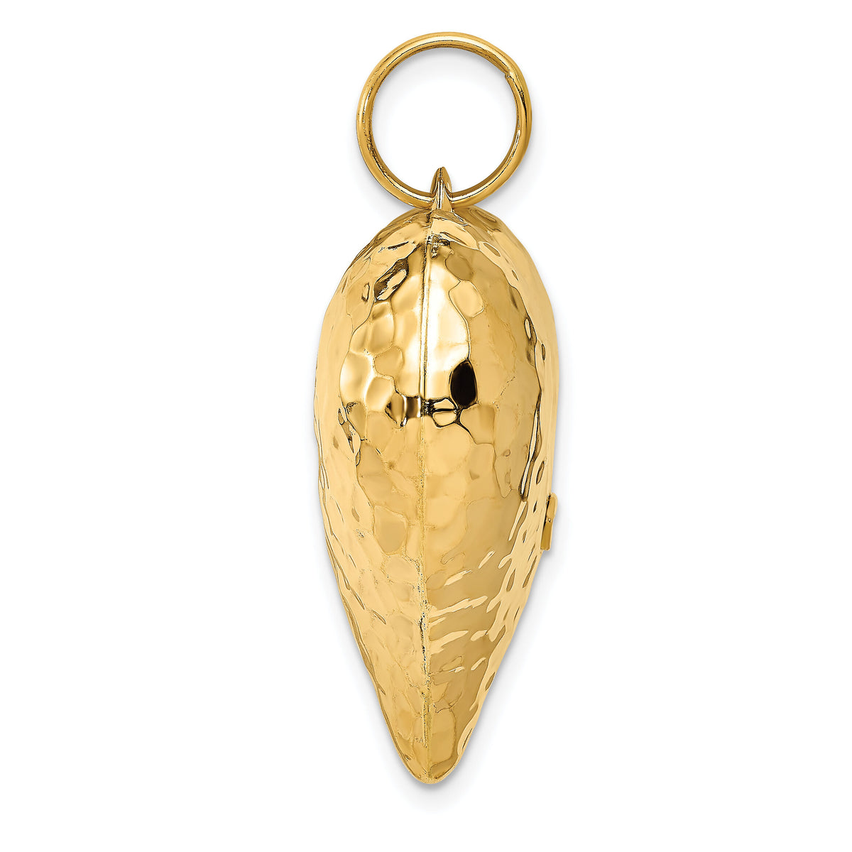 14K Polished and Hammered 3-D Heart Pendant-D1046