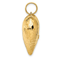 14K Polished and Hammered 3-D Heart Pendant-D1046