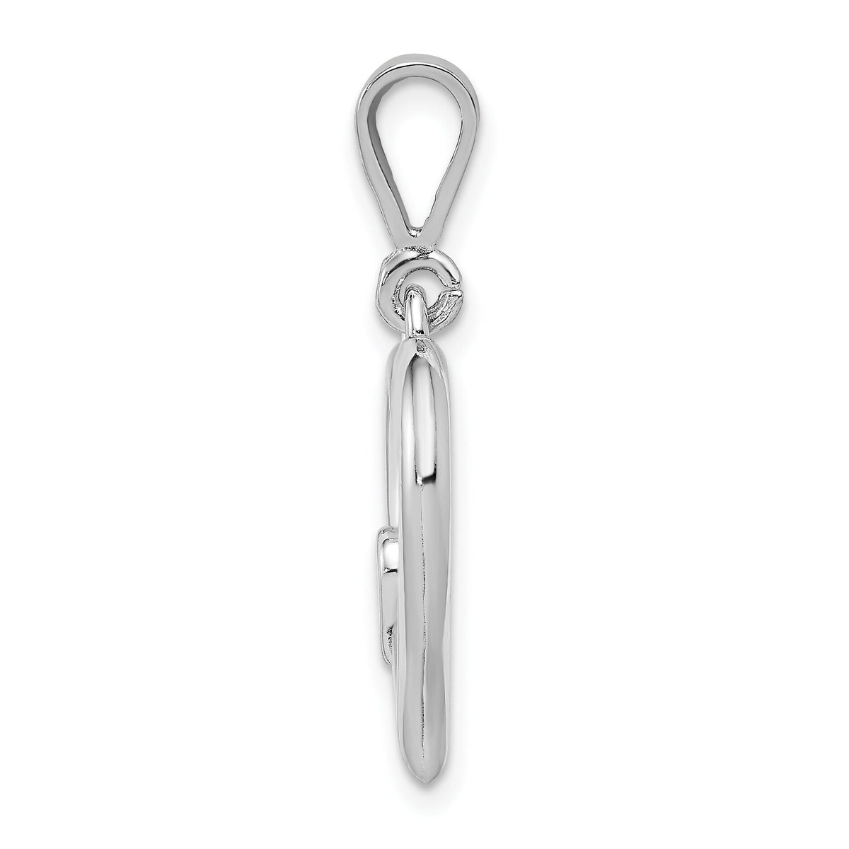 14k White Gold Solid Satin Polished Fancy 3D Heart Pendant-D1053