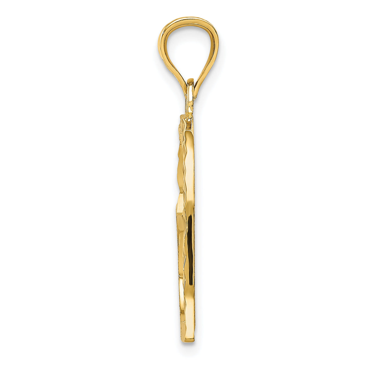 14K Satin Diamond-cut Crooked Heart Pendant-D1054