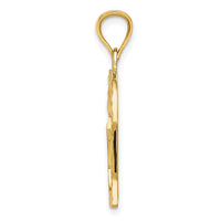 14K Satin Diamond-cut Crooked Heart Pendant-D1054