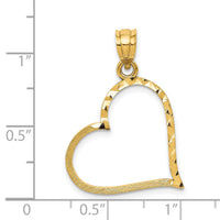 14K Satin Diamond-cut Crooked Heart Pendant-D1054