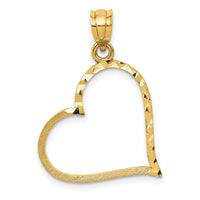 14K Satin Diamond-cut Crooked Heart Pendant-D1054