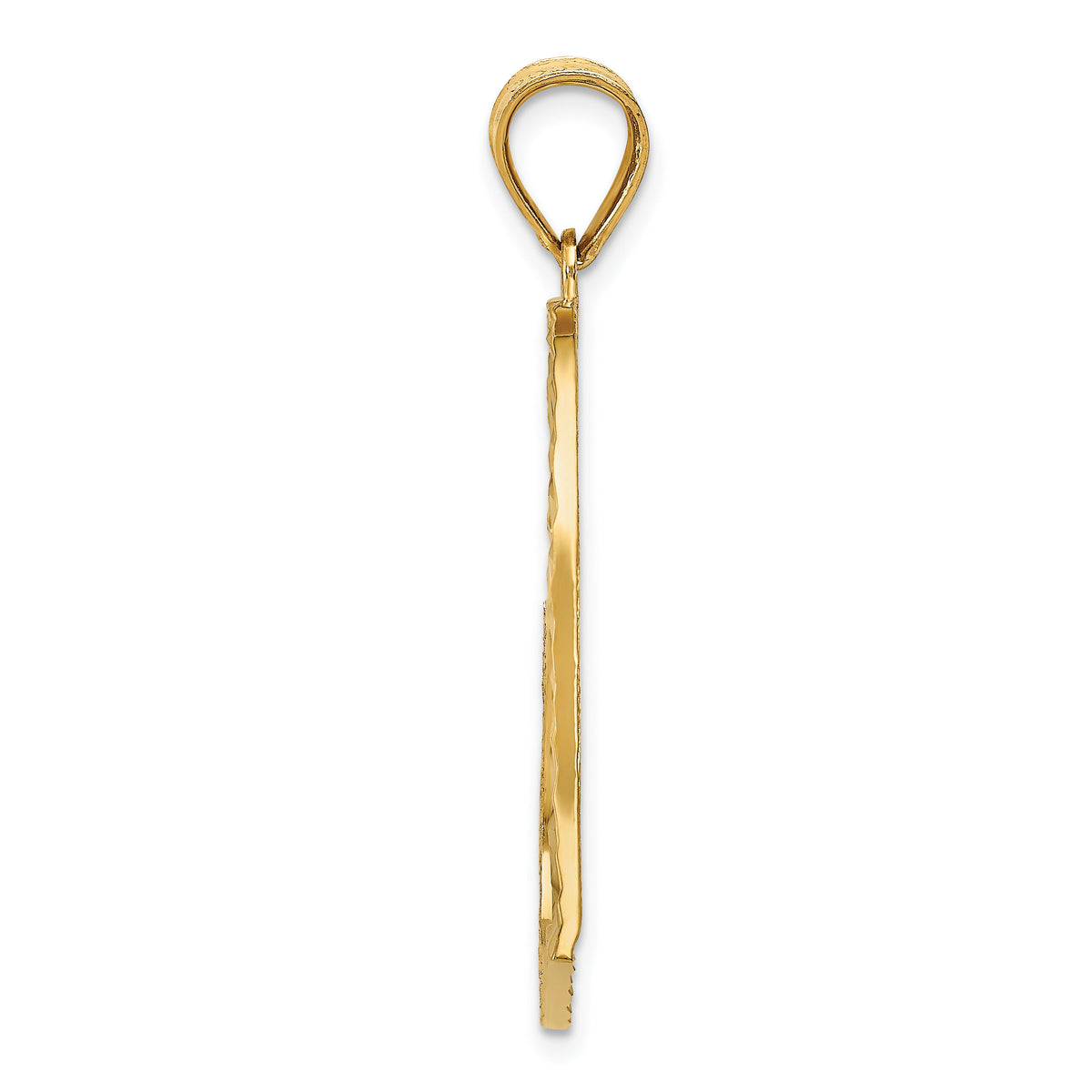 14K Satin Diamond-cut Crooked Heart Pendant-D1055