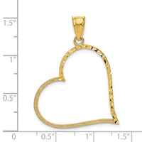 14K Satin Diamond-cut Crooked Heart Pendant-D1055