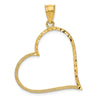 14K Satin Diamond-cut Crooked Heart Pendant-D1055