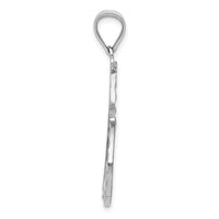14k White Gold Solid Diamond-cut Reversible Heart Pendant-D1057
