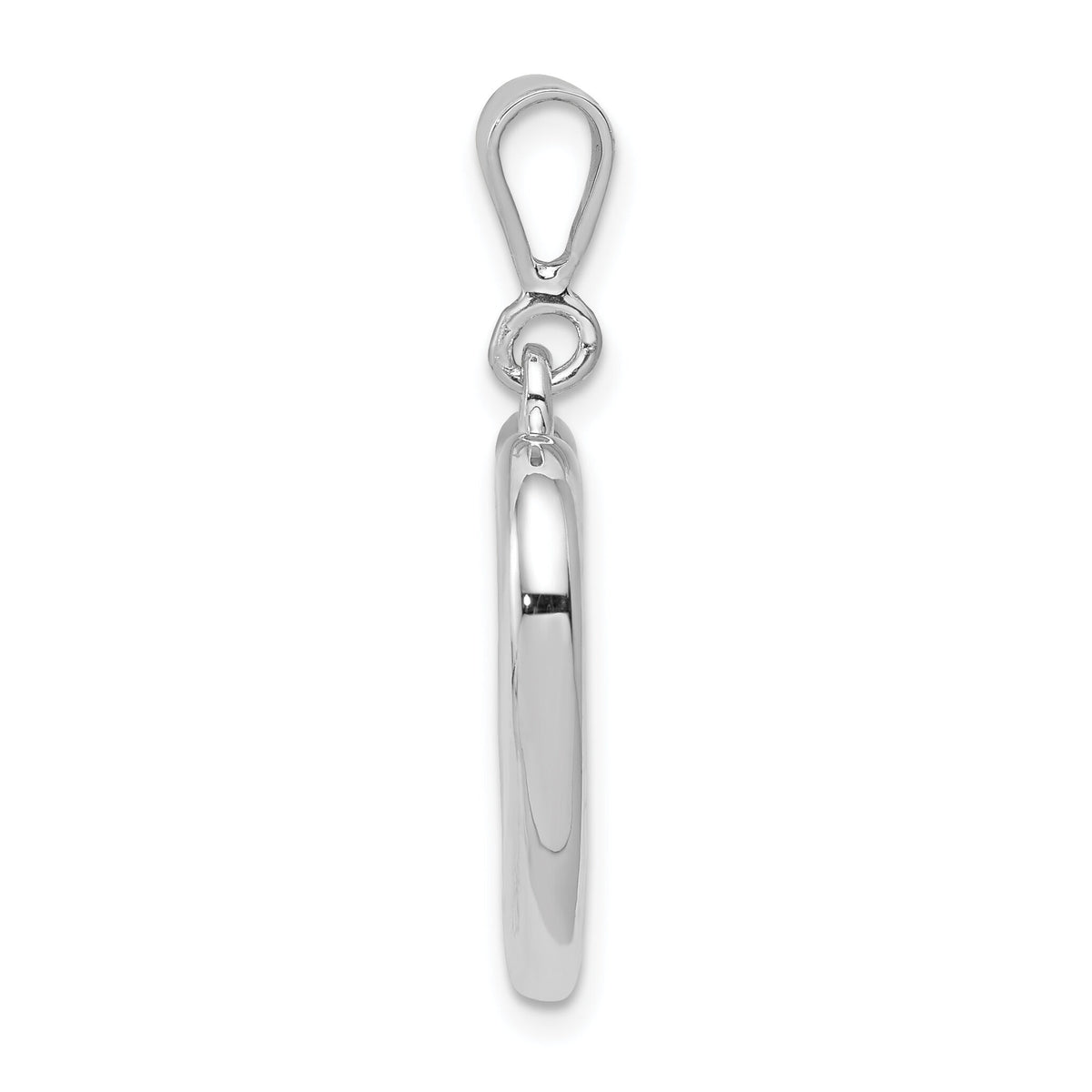 14k White Gold Solid Polished Heart Pendant-D1058