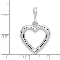 14k White Gold Solid Polished Heart Pendant-D1058