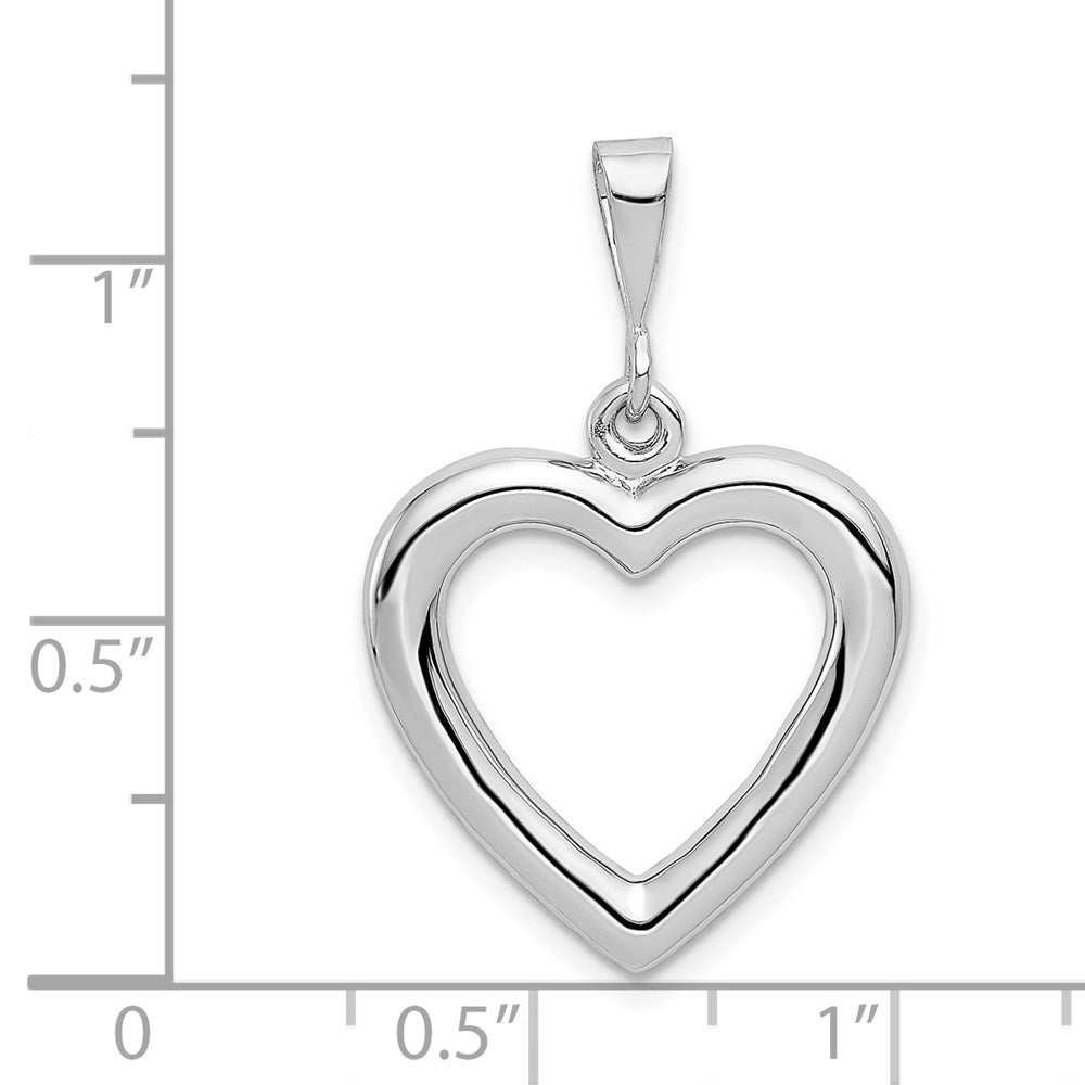 14k White Gold Solid Polished Heart Pendant-D1058