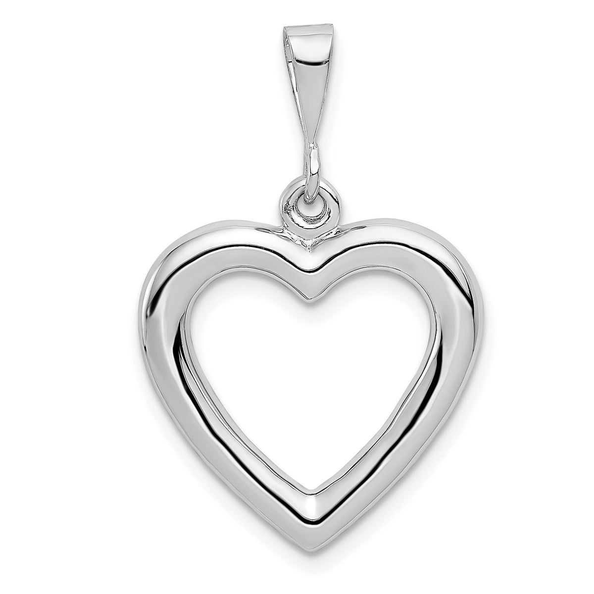 14k White Gold Solid Polished Heart Pendant-D1058