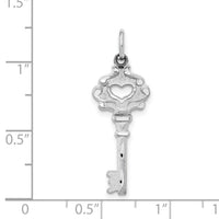 14k White Gold Diamond-cut Key Charm-D1065