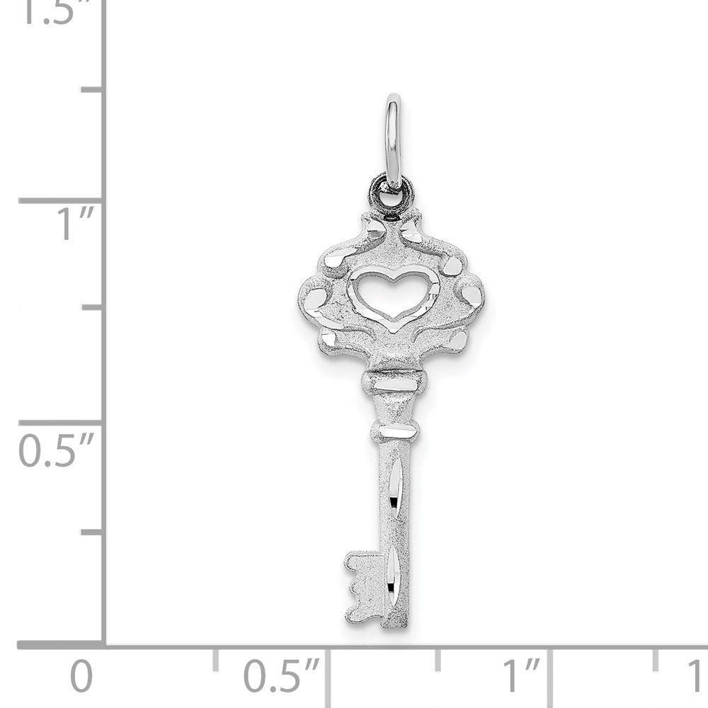 14k White Gold Diamond-cut Key Charm-D1065