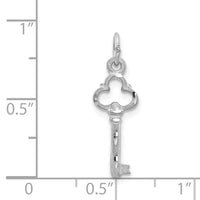 14K White Gold Polished Diamond-cut 3D Key Charm-D1066