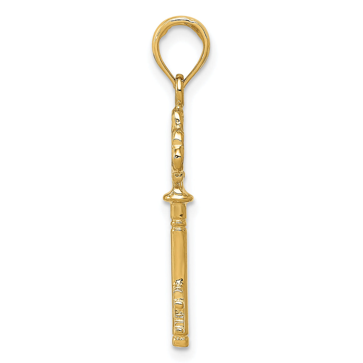14K Polished 3-D Hearts Key Charm-D1068
