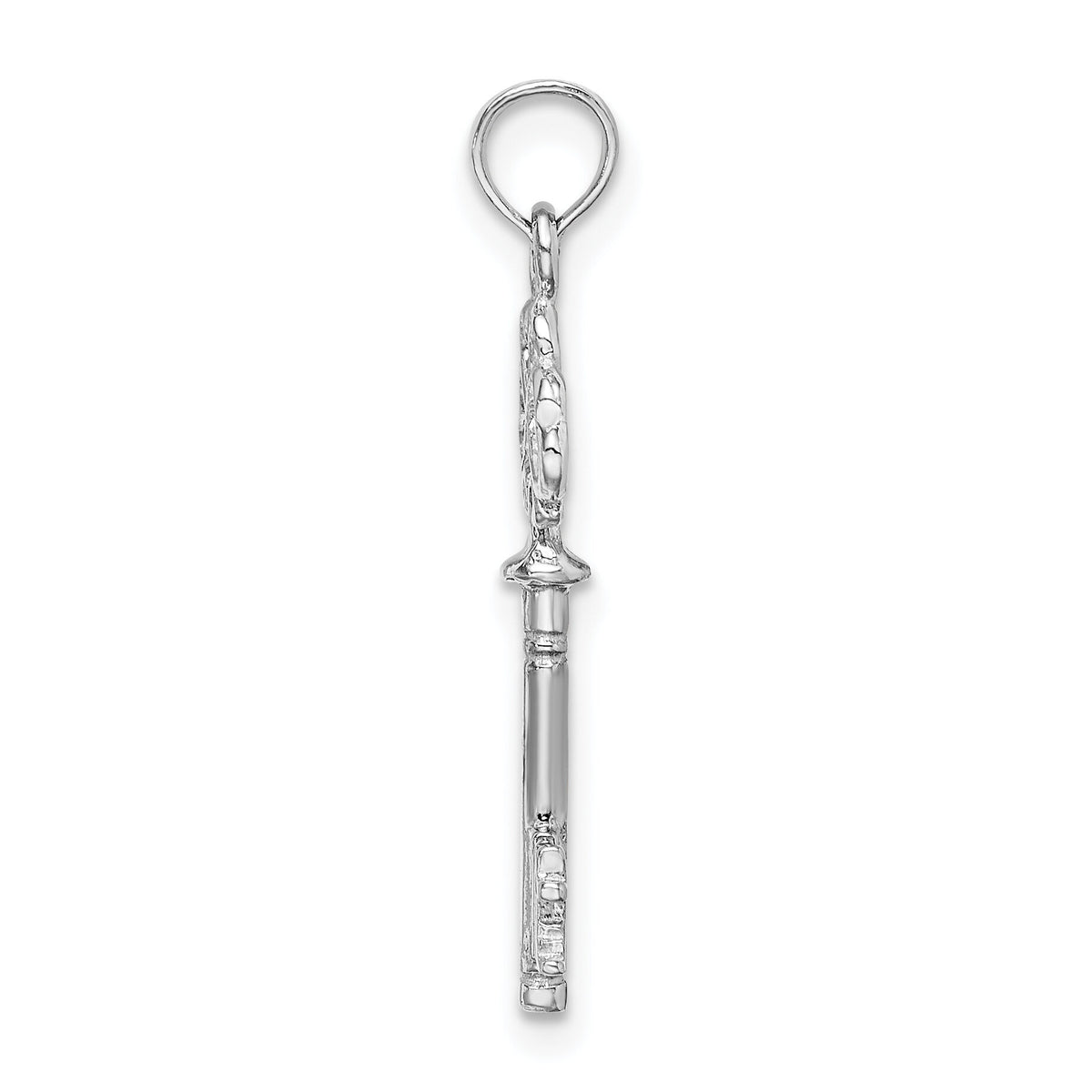 14K White Gold 3-D Key w/ Hearts Charm-D1068W