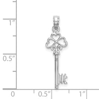 14K White Gold 3-D Key w/ Hearts Charm-D1068W