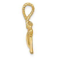 14K Polished Key Tied to Heart Lock Charm-D1071
