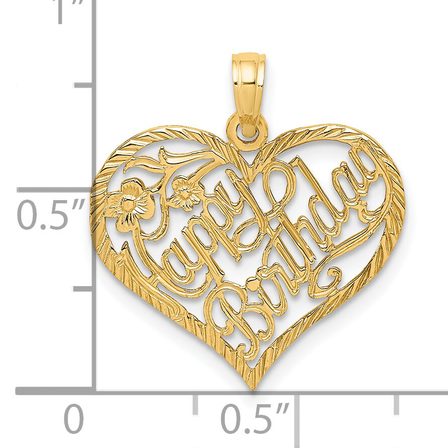 14k Solid HAPPY BIRTHDAY Heart Charm-D1075