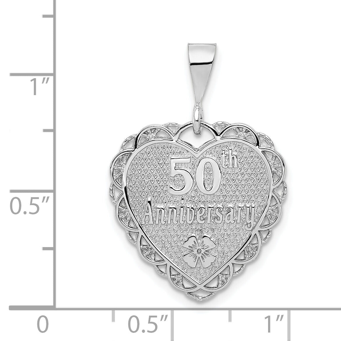 14k White Gold Reversible 50th ANNIVERSARY Charm-D1080