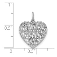 14k White Gold Polished DADDYS LITTLE GIRL in Heart Charm-D1087