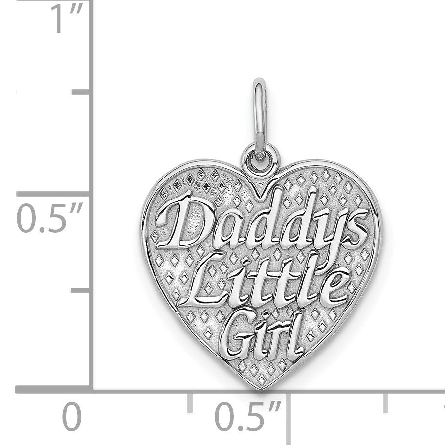 14k White Gold Polished DADDYS LITTLE GIRL in Heart Charm-D1087