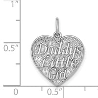 14k White Gold Polished DADDYS LITTLE GIRL in Heart Charm-D1087