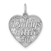 14k White Gold Polished DADDYS LITTLE GIRL in Heart Charm-D1087
