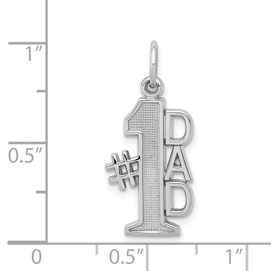 14k White Gold Polished #1 DAD Charm-D1088