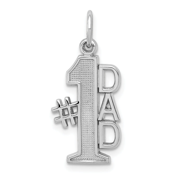 14k White Gold Polished #1 DAD Charm-D1088