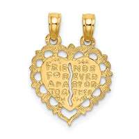 14k Polished BEST FRIEND 2 Piece Break-Apart Heart Charm-D1097