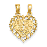 14k Polished BEST FRIEND 2 Piece Break-Apart Heart Charm-D1097